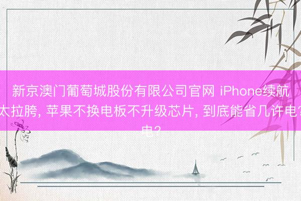 新京澳门葡萄城股份有限公司官网 iPhone续航太拉胯， 苹果不换电板不升级芯片， 到底能省几许电?