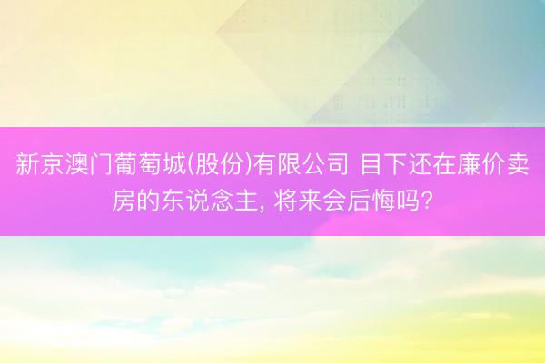 新京澳门葡萄城(股份)有限公司 目下还在廉价卖房的东说念主， 将来会后悔吗?