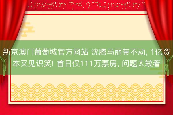 新京澳门葡萄城官方网站 沈腾马丽带不动, 1亿资本又见识笑! 首日仅111万票房, 问题太较着
