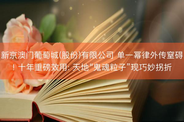 新京澳门葡萄城(股份)有限公司 单一幂律外传窒碍! 十年重磅效用: 天地“鬼魂粒子”现巧妙拐折