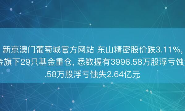 新京澳门葡萄城官方网站 东山精密股价跌3.11%， 易方达基金旗下29只基金重仓， 悉数握有3996.58万股浮亏蚀失2.64亿元