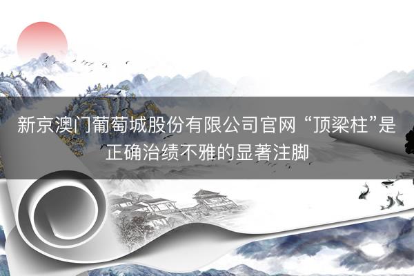 新京澳门葡萄城股份有限公司官网 “顶梁柱”是正确治绩不雅的显著注脚