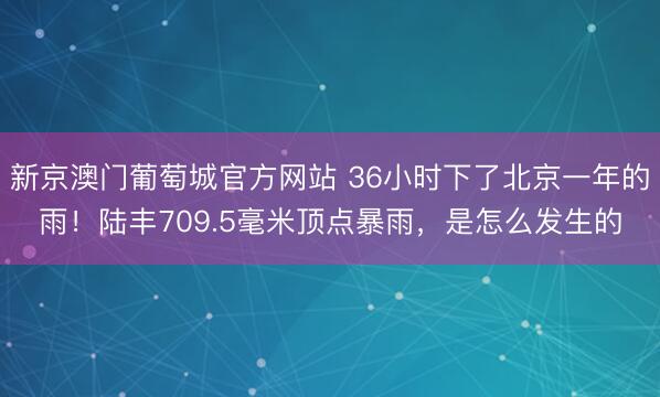新京澳门葡萄城官方网站 36小时下了北京一年的雨！陆丰709.5毫米顶点暴雨，是怎么发生的
