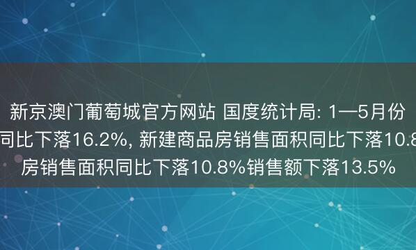 新京澳门葡萄城官方网站 国度统计局: 1—5月份寰宇房地产开荒投资同比下落16.2%， 新建商品房销售面积同比下落10.8%销售额下落13.5%