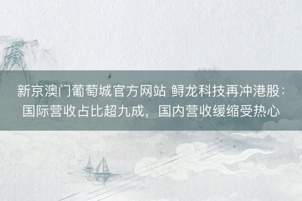 新京澳门葡萄城官方网站 鲟龙科技再冲港股：国际营收占比超九成，国内营收缓缩受热心