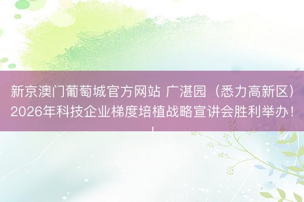 新京澳门葡萄城官方网站 广湛园（悉力高新区）2026年科技企业梯度培植战略宣讲会胜利举办！