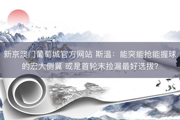新京澳门葡萄城官方网站 斯温：能突能抢能握球的宏大侧翼 或是首轮末捡漏最好选拔？